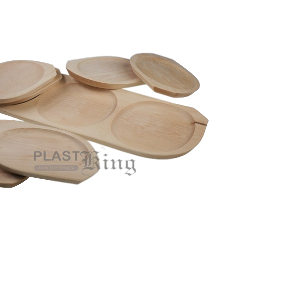 Platou lemn+6 farfurie lemn